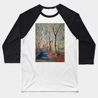 Rainbow abstract winter trees watercolour Baseball T-Shirt